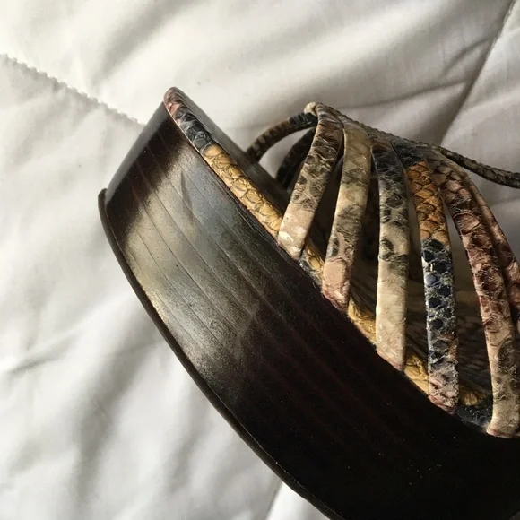 Jeffrey Campbell x Free People Platform Snakeskin 70s Strappy Block Heels ๐ - Picture 12 of 14